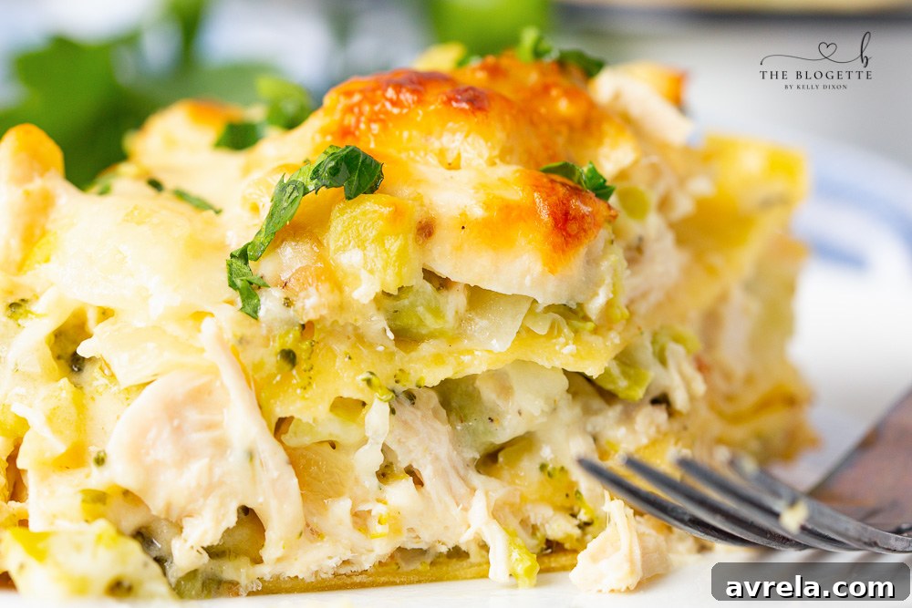 Creamy Chicken Broccoli Lasagna 3 The BEST Chicken and Broccoli Lasagna! Tender chicken is layered with broccoli, lasagna noodles, and a rich and creamy cheese sauce!