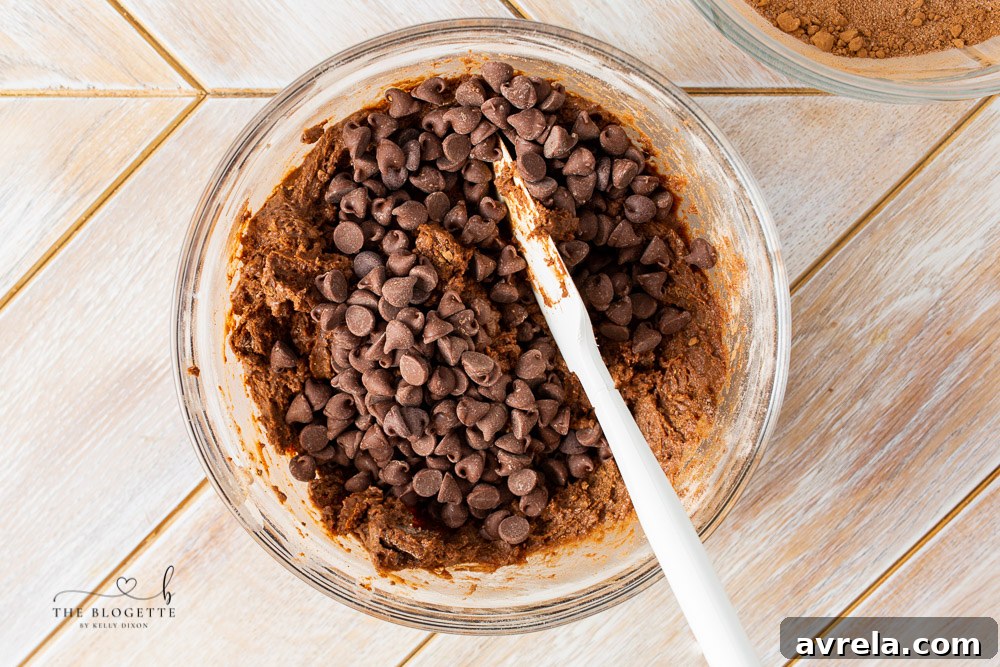 Adding wet ingredients to dry ingredients for Hot Fudge Pudding Cake batter