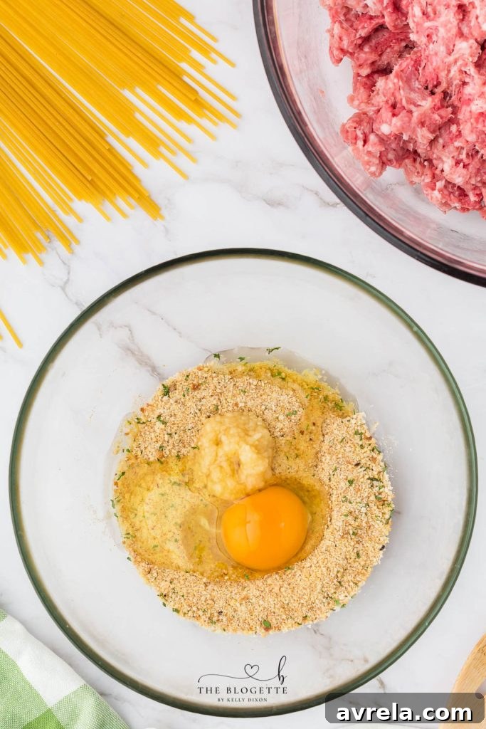 Slow Cooker Cheesy Stuffed Meatball Magic 6 Homemade meatball ingredients in bowls