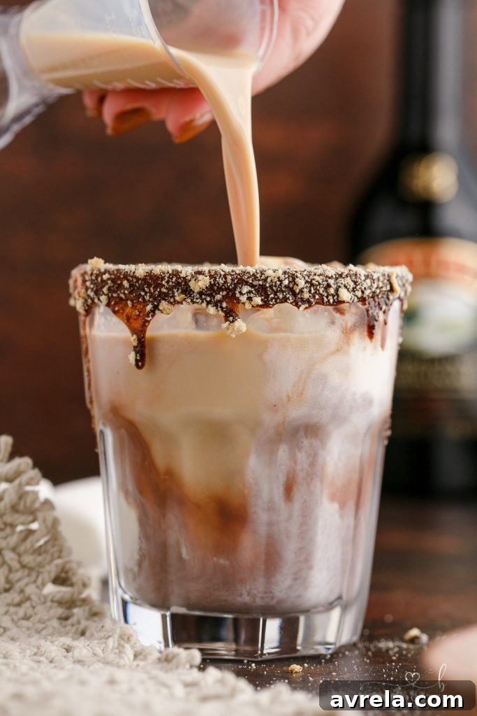 Baileys Toasted Smores Float 7 A close-up of the toasted marshmallows on top of a Bailey's S'mores Float, showing the gooey texture.