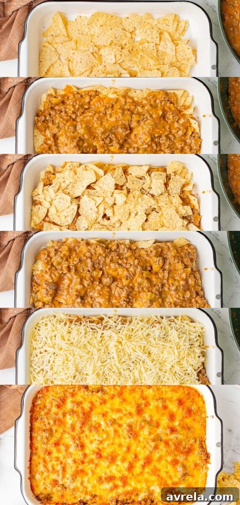 Ultimate Taco Bake 5 Taco Casserole ready to be served from the baking dish