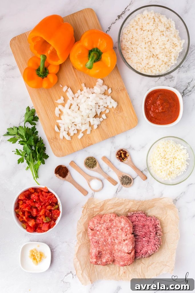 Ingredients for Jack O' Lantern Stuffed Peppers