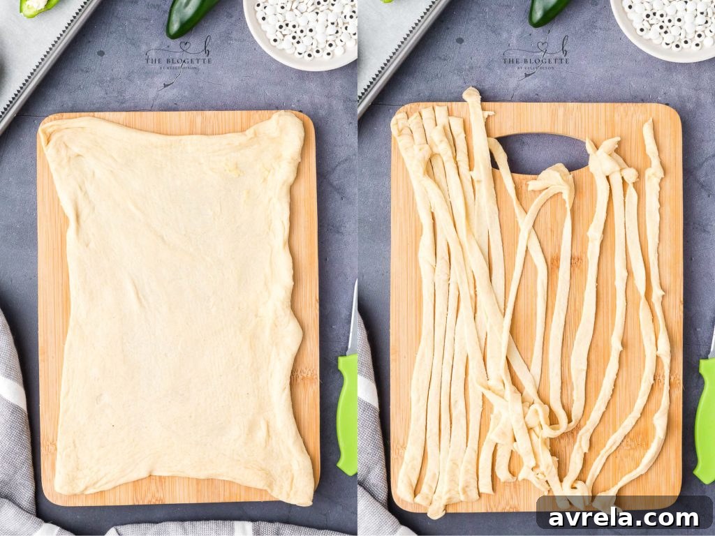 Crescent Roll dough to make a mummy
