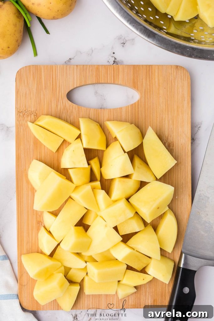 Peeled and chopped potatoes