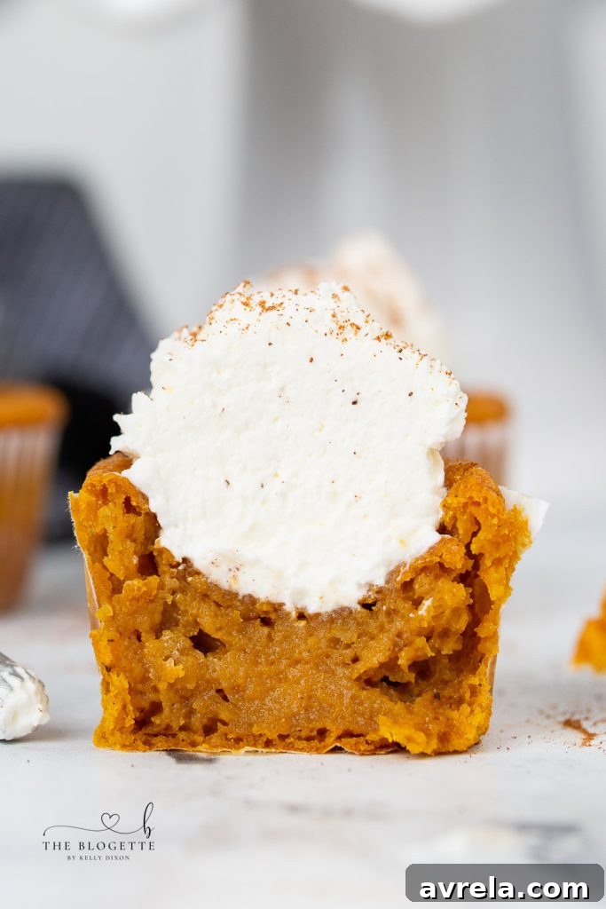 Delicious Pumpkin Pie Cupcakes, also known as Impossible Pumpkin Pie Cupcakes, perfect individual fall desserts.