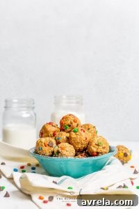 Monster Cookie Balls on a baking sheet after chilling