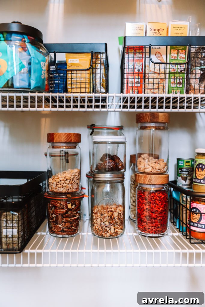 Kitchen Mastery The Art of Effortless Organization 10 Variety of nuts and seeds in glass jars