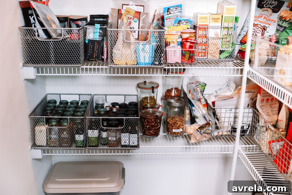 Kitchen Mastery The Art of Effortless Organization 4 Close-up of organized pantry shelves