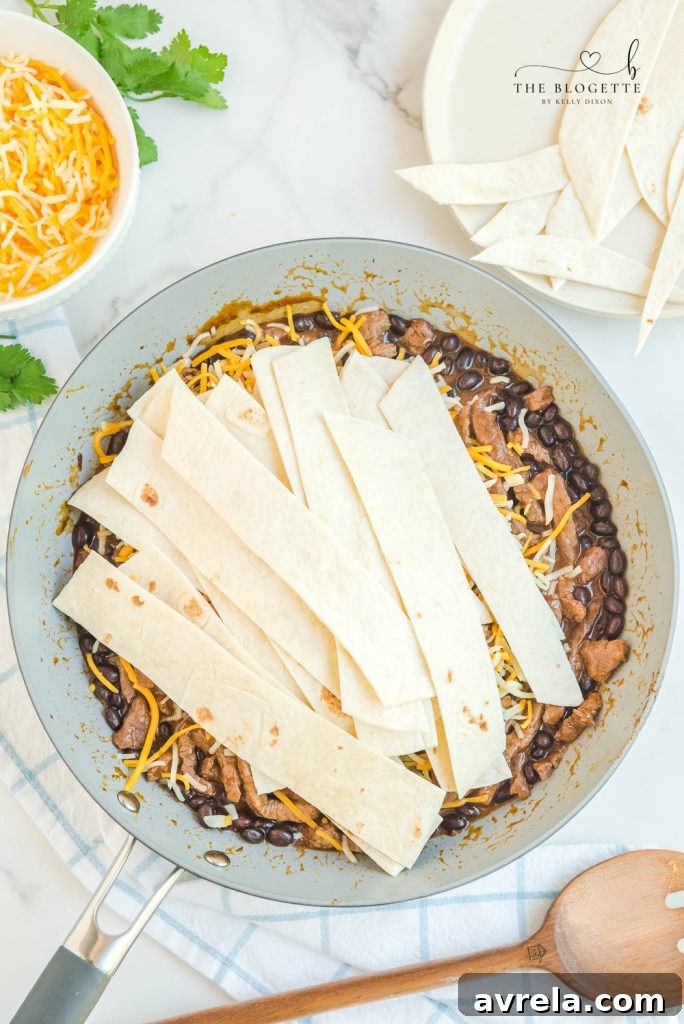 Burrito Skillet with Tortilla Strips