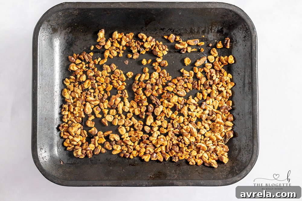 Fresh, whole walnuts ready to be prepared for the chocolate chip cookies.