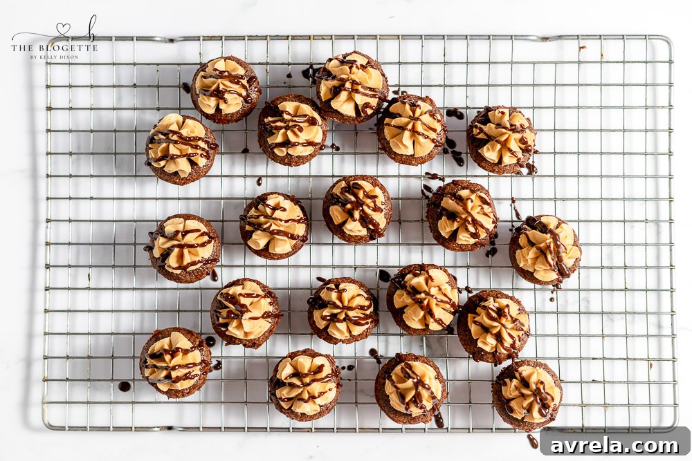 Platter of finished Buckeye Brownie bites, ready to serve