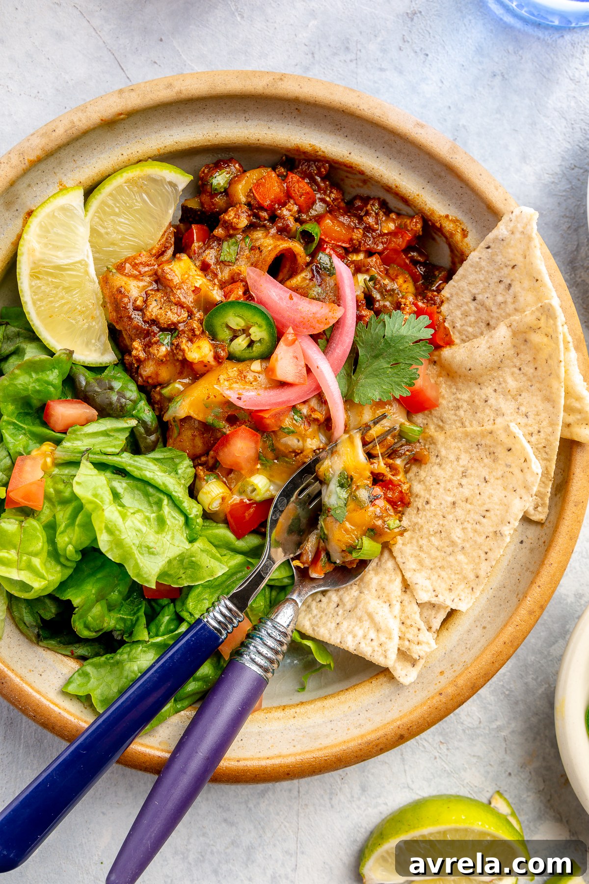 One-Pan Enchilada Skillet Recipe Card Image