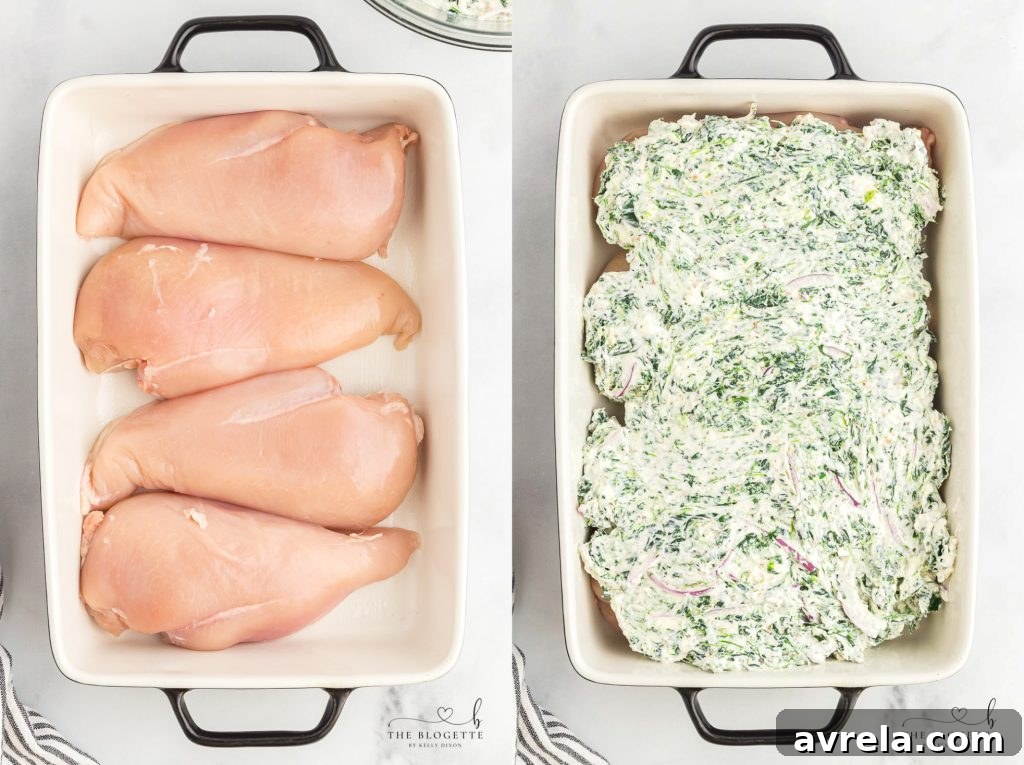 Creamy Spinach Chicken Bake 3 Baked Spinach Dip Chicken Casserole ready to serve