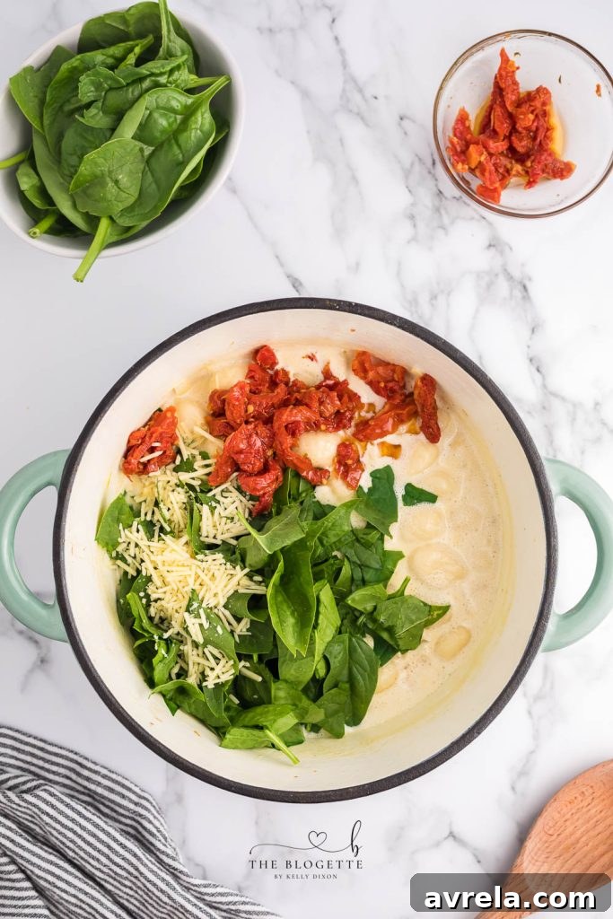 Recipe with sun-dried tomatoes and spinach