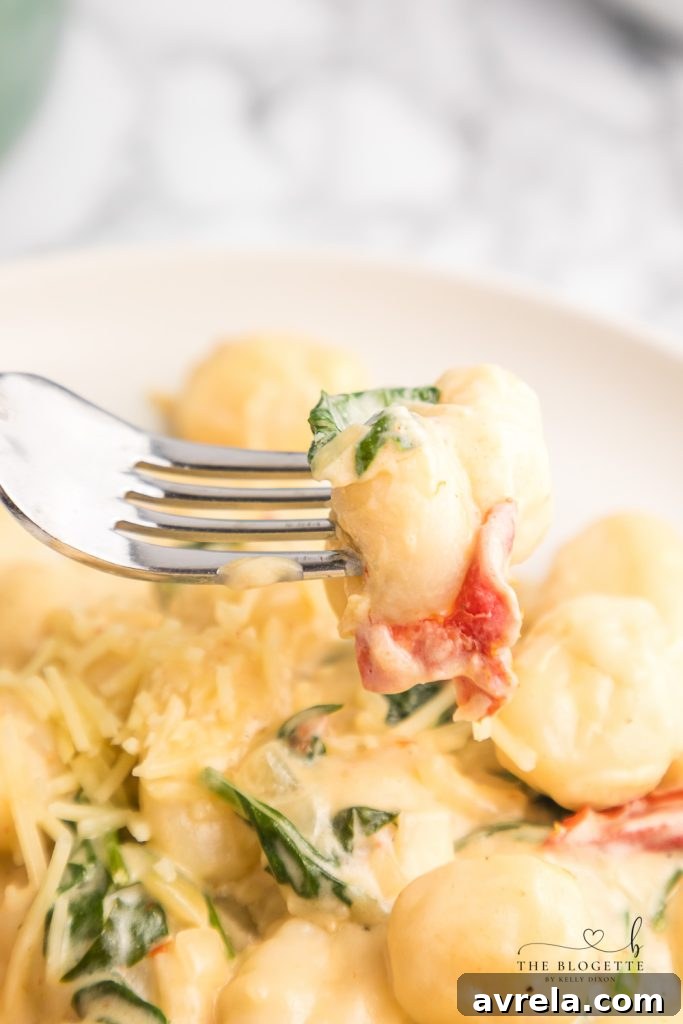 Creamy Tuscan Gnocchi - Soft gnocchi cooked in a cream sauce with sun-dried tomatoes, spinach, and garlic. Done in just 20 minutes!