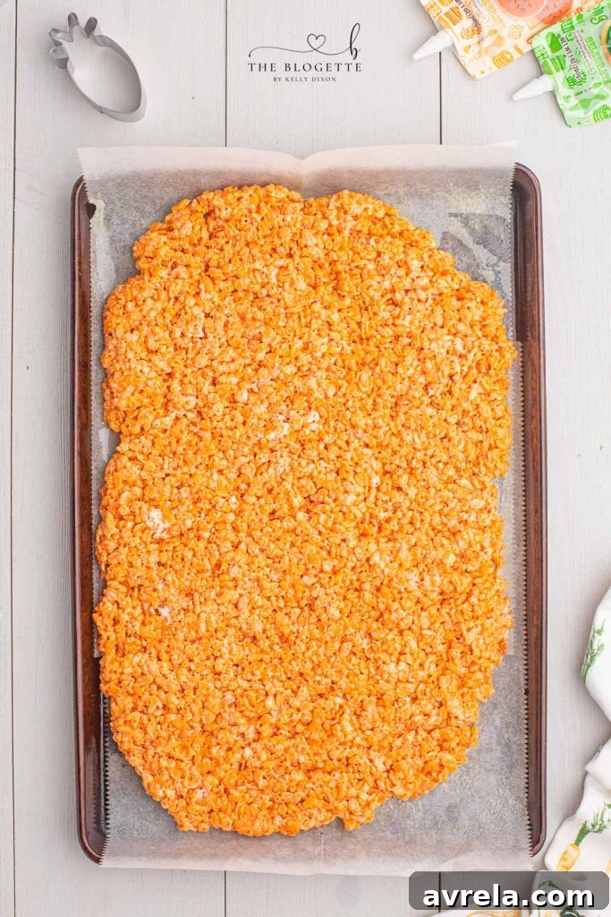 Rice Krispies Treats mixture in saucepan