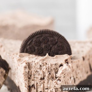 Oreo Dream Cheesecake 12 Delicious No-Bake Oreo Cheesecake, ready to serve with a garnish of cookie crumbs.