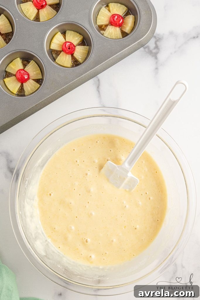 Caramelized Pineapple Delights 6 cake batter