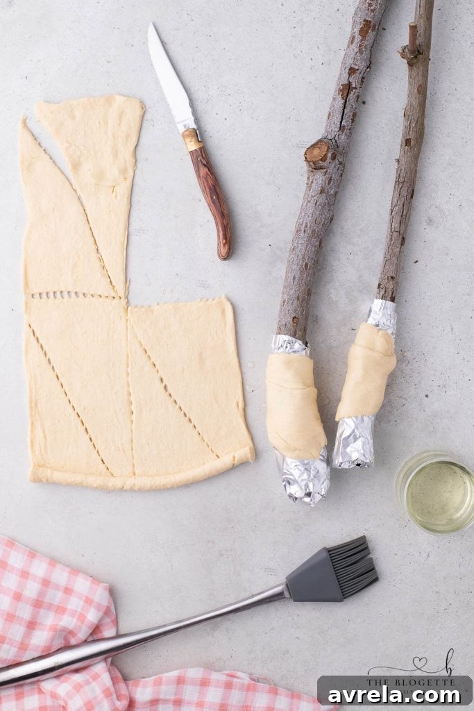 Fireside Eclairs 6 Pastry dough wrapped around a stick for campfire eclairs
