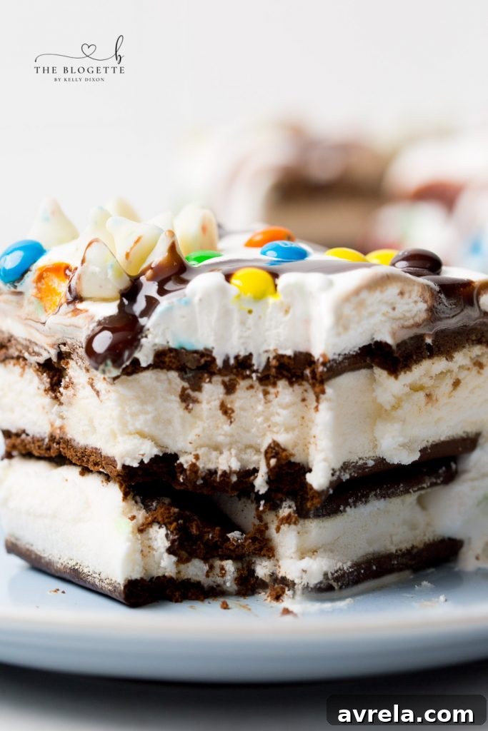 No-Bake Ice Cream Sandwich Stack 3 Step-by-step image showing how to assemble an Ice Cream Cake with simple ingredients