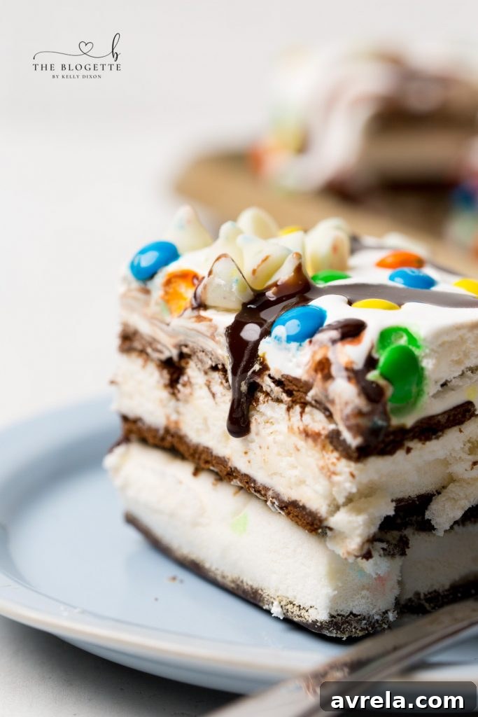 No-Bake Ice Cream Sandwich Stack 9 Beautifully decorated Ice Cream Sandwich Cake ready to be served at a party