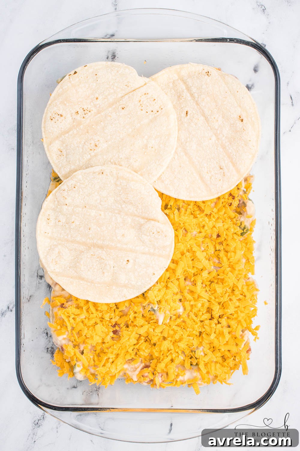 Layering tortillas in casserole