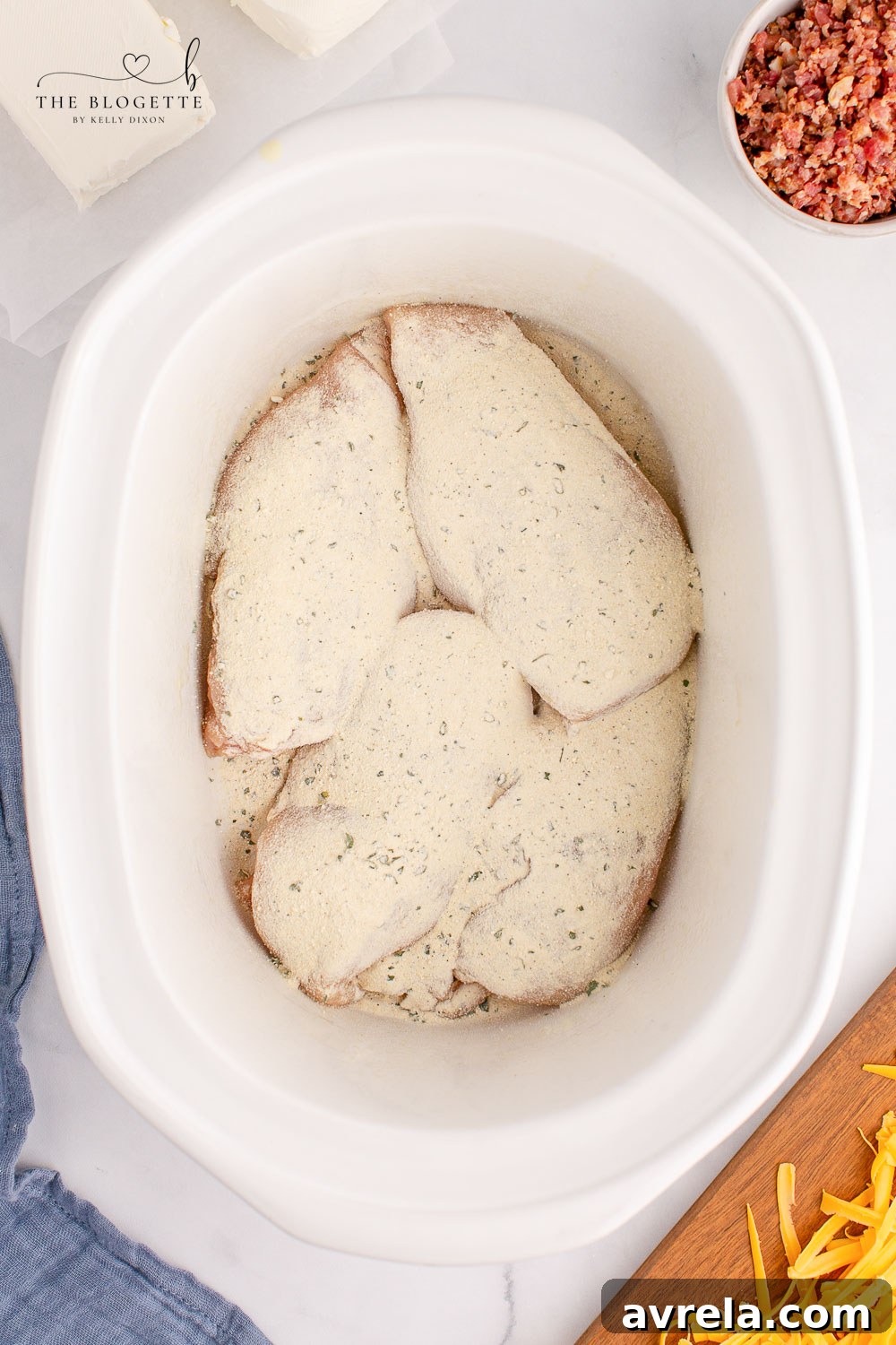 Effortless Cheesy Slow Cooker Chicken 5 Ranch Seasoning Over Chicken