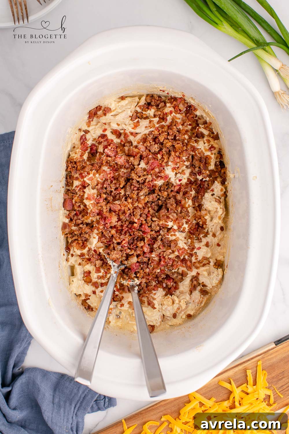 Effortless Cheesy Slow Cooker Chicken 7 Bacon over slow cooker chicken