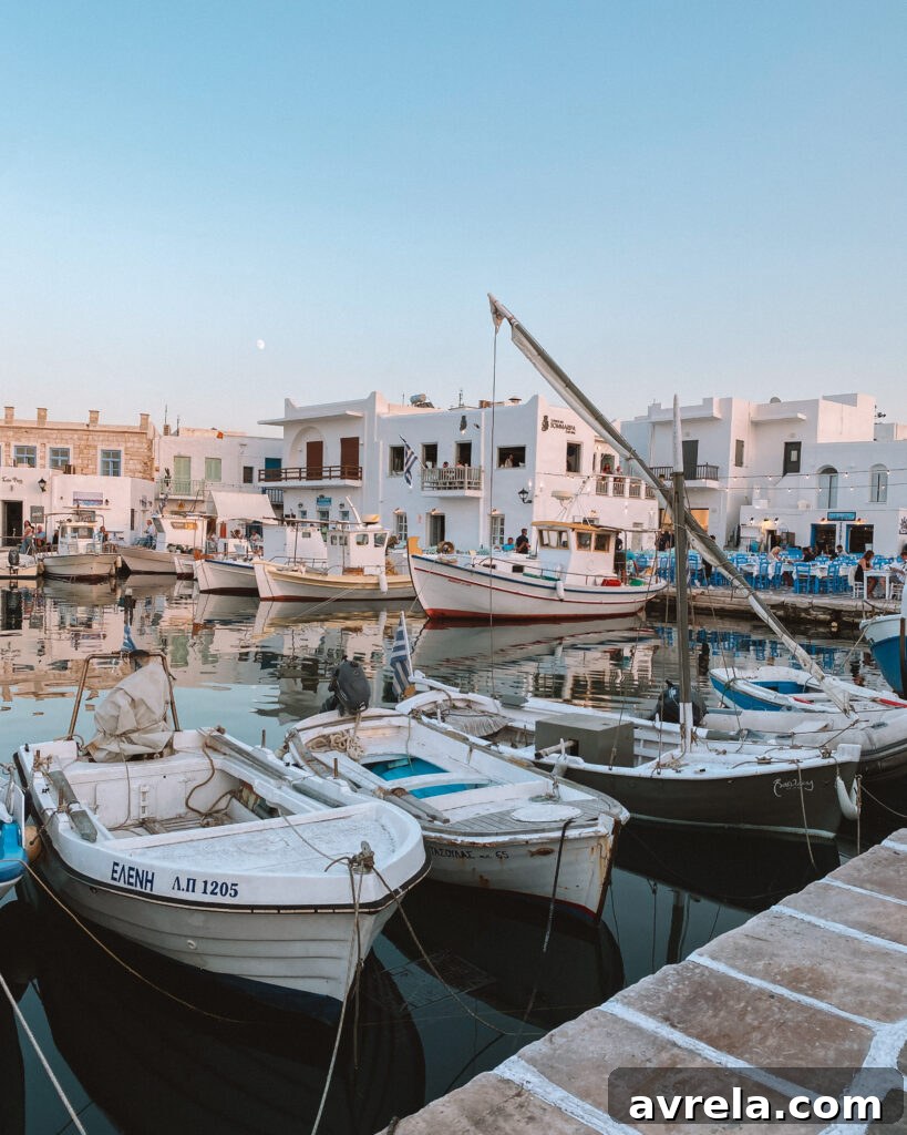 Picturesque town of Naoussa in Paros, Greece.