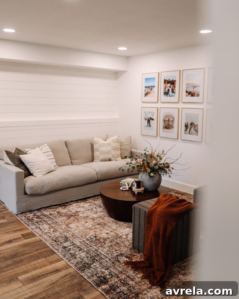 Cozy Downstairs Living: Our Finished Retreat 2 Living room before and after transformation