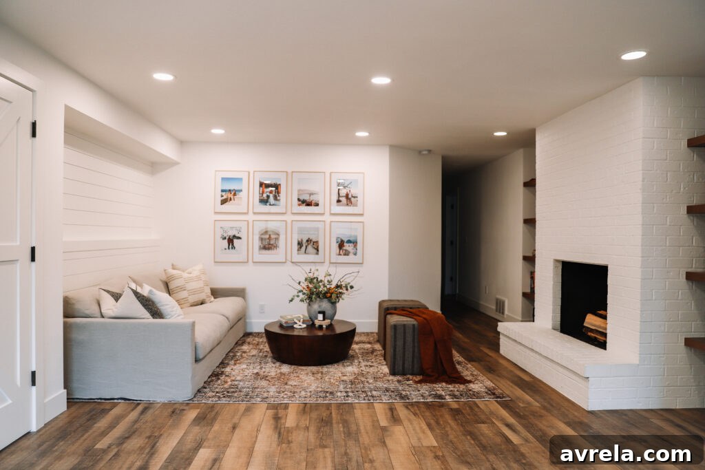 Cozy Downstairs Living: Our Finished Retreat 7 Area rug with chocolate and burnt orange tones