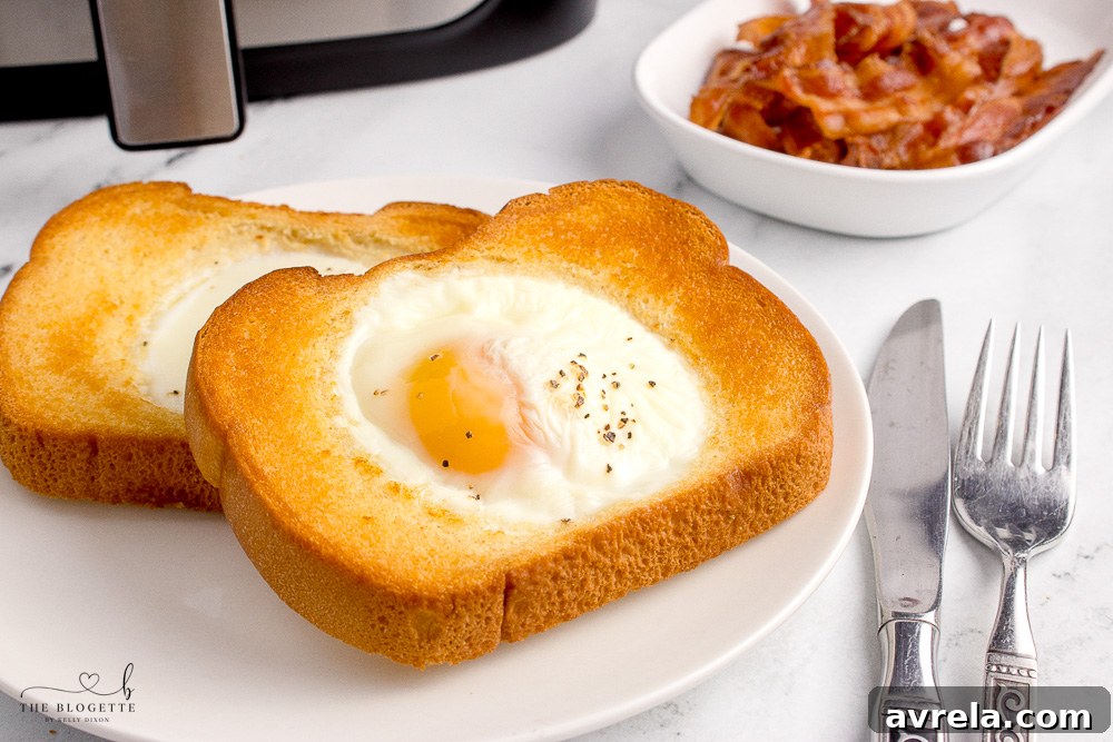 Fried eggs made inside bread for breakfast