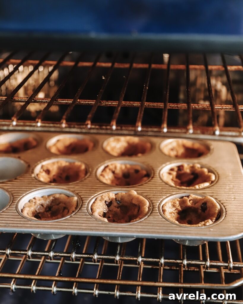 A tray of freshly baked s'mores cookie cups, ready to be enjoyed.