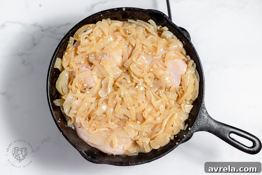 Cooking chicken with onions