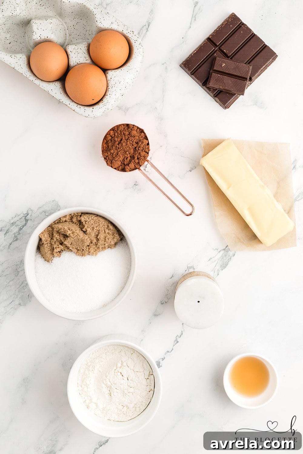 Ingredients laid out for baking homemade brownies