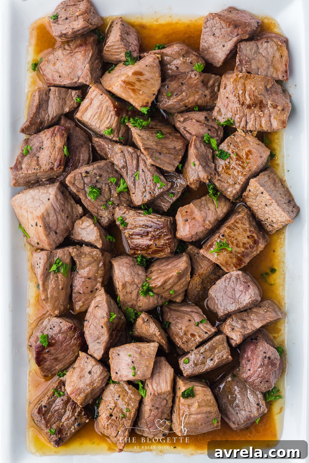The BEST Garlic Butter Steak Bites ready to serve!