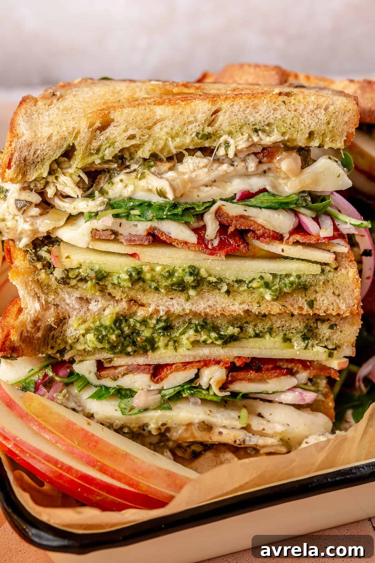 Finished Thanksgiving Leftover Turkey Sandwiches on a plate.