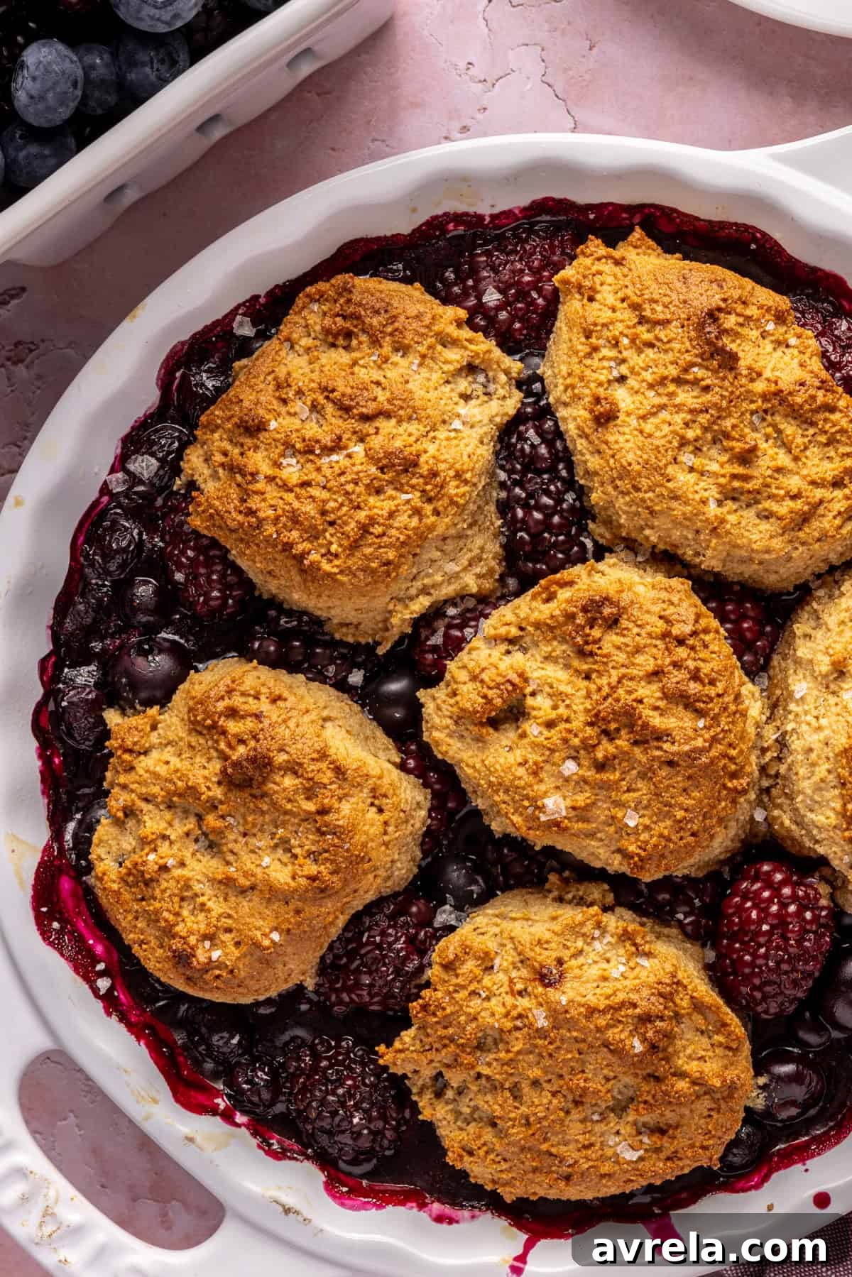 A perfectly baked healthy berry cobbler