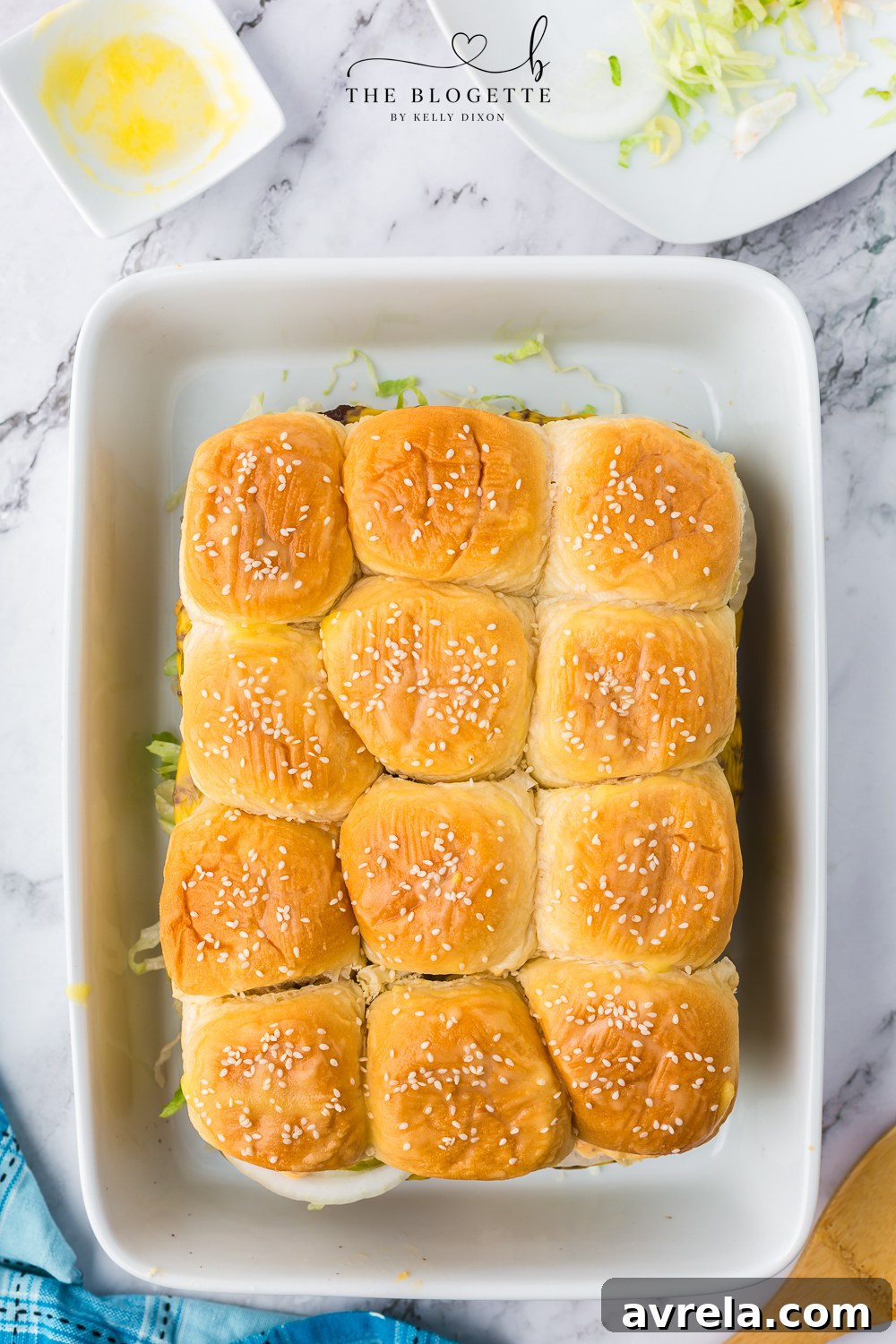Mini Big Mac Bites 16 Finished Big Mac Sliders with buttery, sesame-seed topped buns, ready to serve.