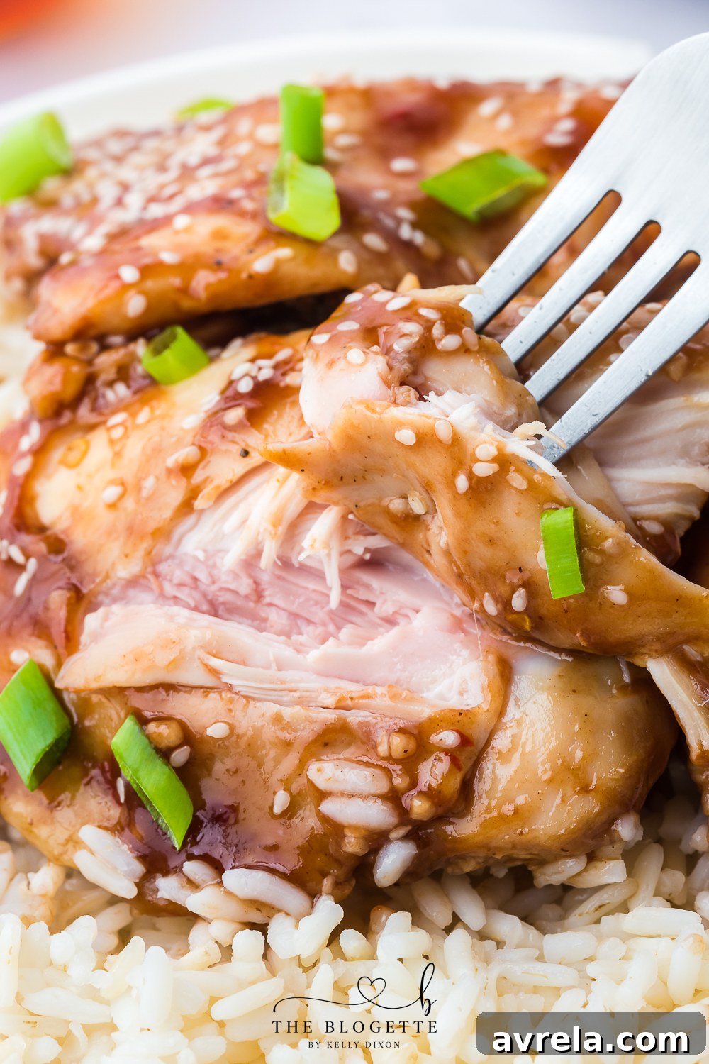 Crockpot Honey Garlic Chicken Recipe! Tender chicken thighs in a sweet and sticky sauce with a kick of heat.