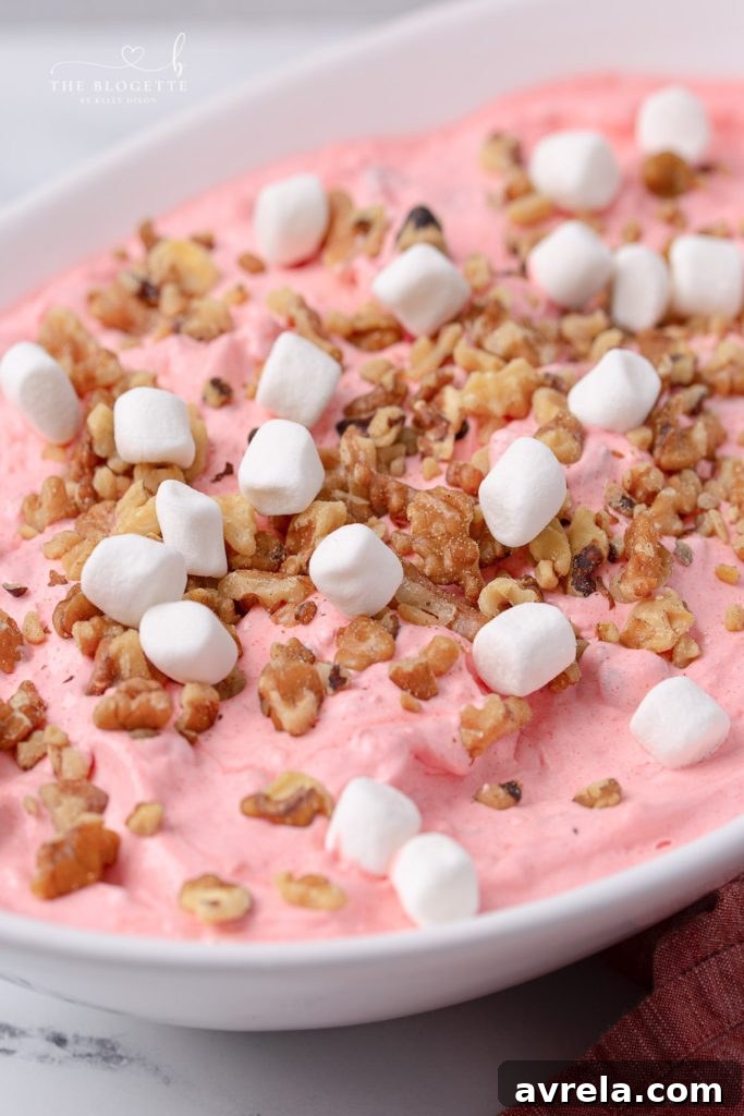 Cloud Nine Dessert 2 Easy, 5 ingredient Fluff Salad, also known simply as Pink Fluff! A classic and wonderful holiday dish served with friends and family.