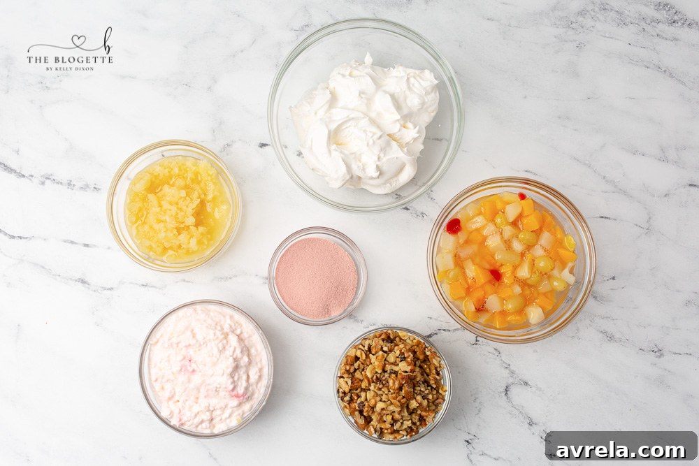 Cloud Nine Dessert 4 Ingredients for pink fluff salad