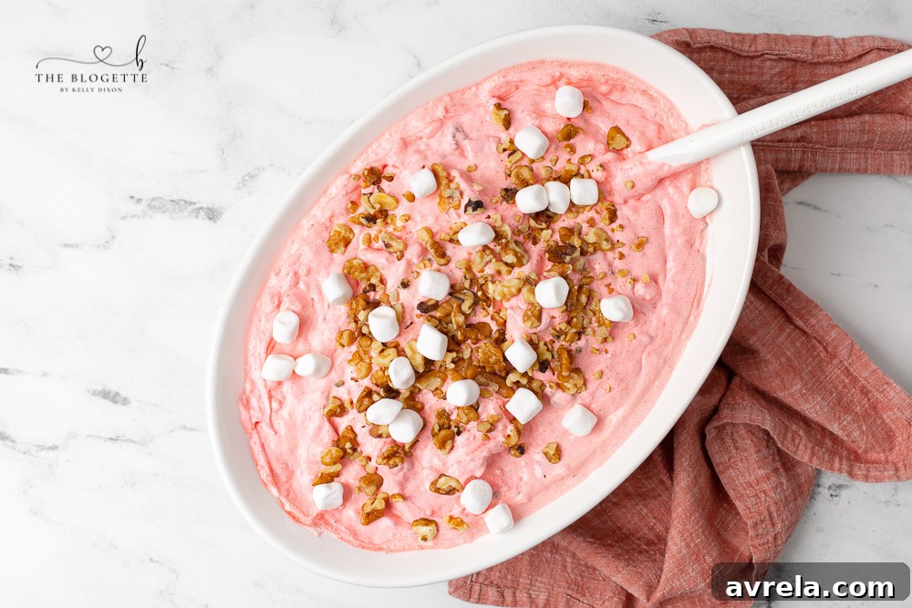 Cloud Nine Dessert 6 Easy, 5 ingredient Fluff Salad, also known simply as Pink Fluff! A classic and wonderful holiday dish served with friends and family.