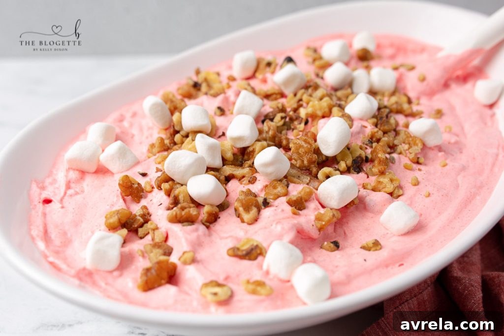 Cloud Nine Dessert 7 Easy, 5 ingredient Fluff Salad, also known simply as Pink Fluff! A classic and wonderful holiday dish served with friends and family.