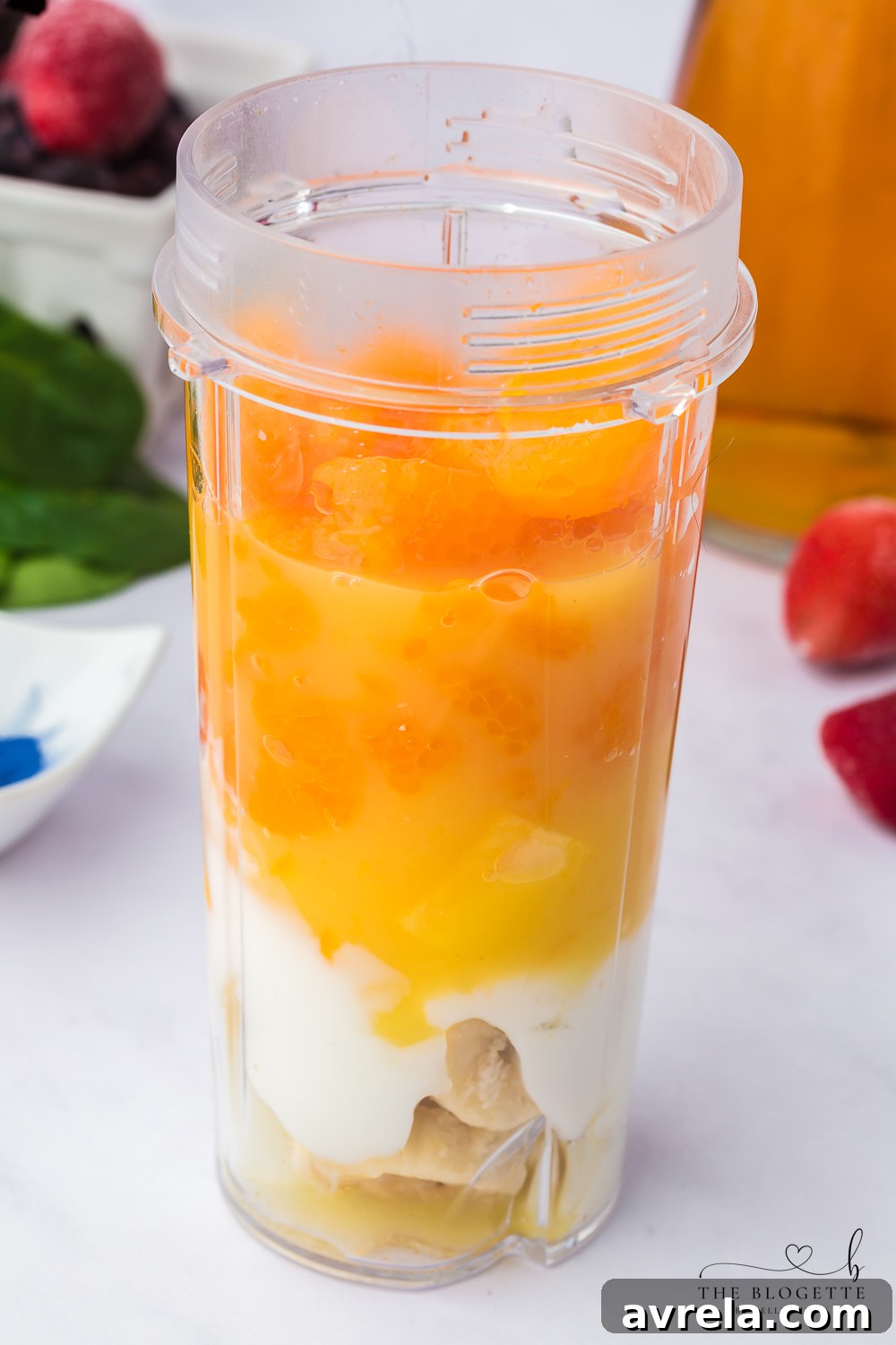Kaleidoscope Smoothie 7 Orange layer of a Rainbow Smoothie