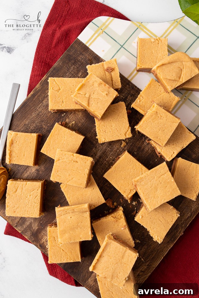 Close-up of perfectly layered Chocolate and Peanut Butter Fudge