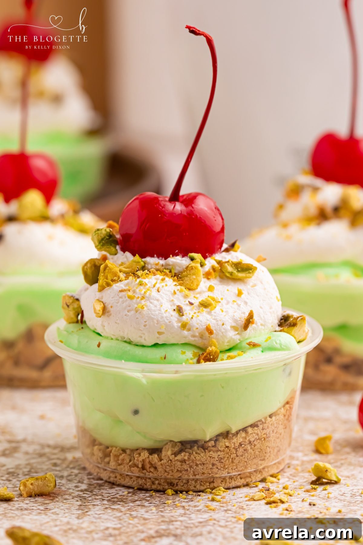 Velvety Pistachio Pudding Shots 2 These creamy Pistachio Pudding Shots are the cutest party dessert! Made with pistachio pudding mix, RumChata, Cool Whip, and graham cracker topping. Perfect for holiday parties, girls’ night, St. Patrick’s Day treats, and easy no-bake desserts. Save this RumChata pudding shot recipe!