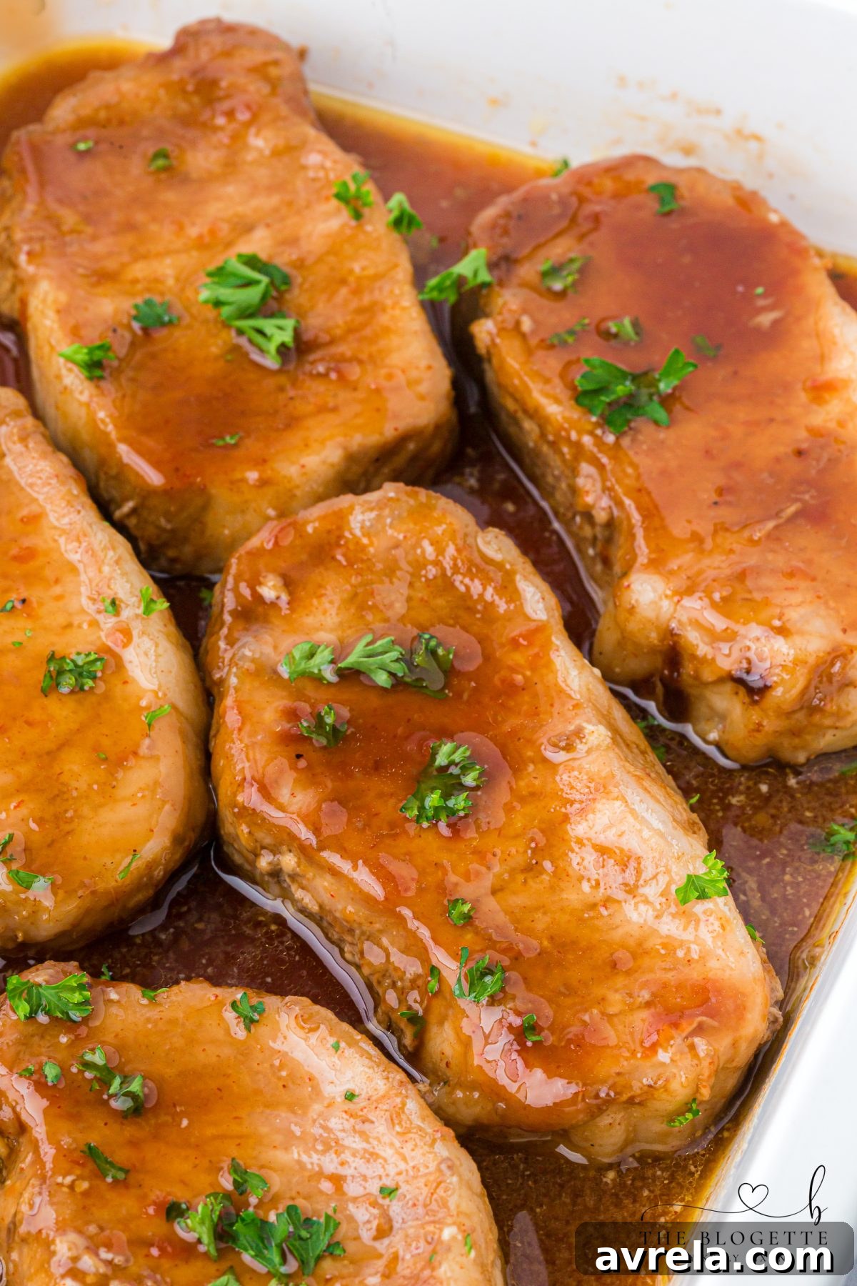 Finished Brown Sugar Pork Chops, ready to serve