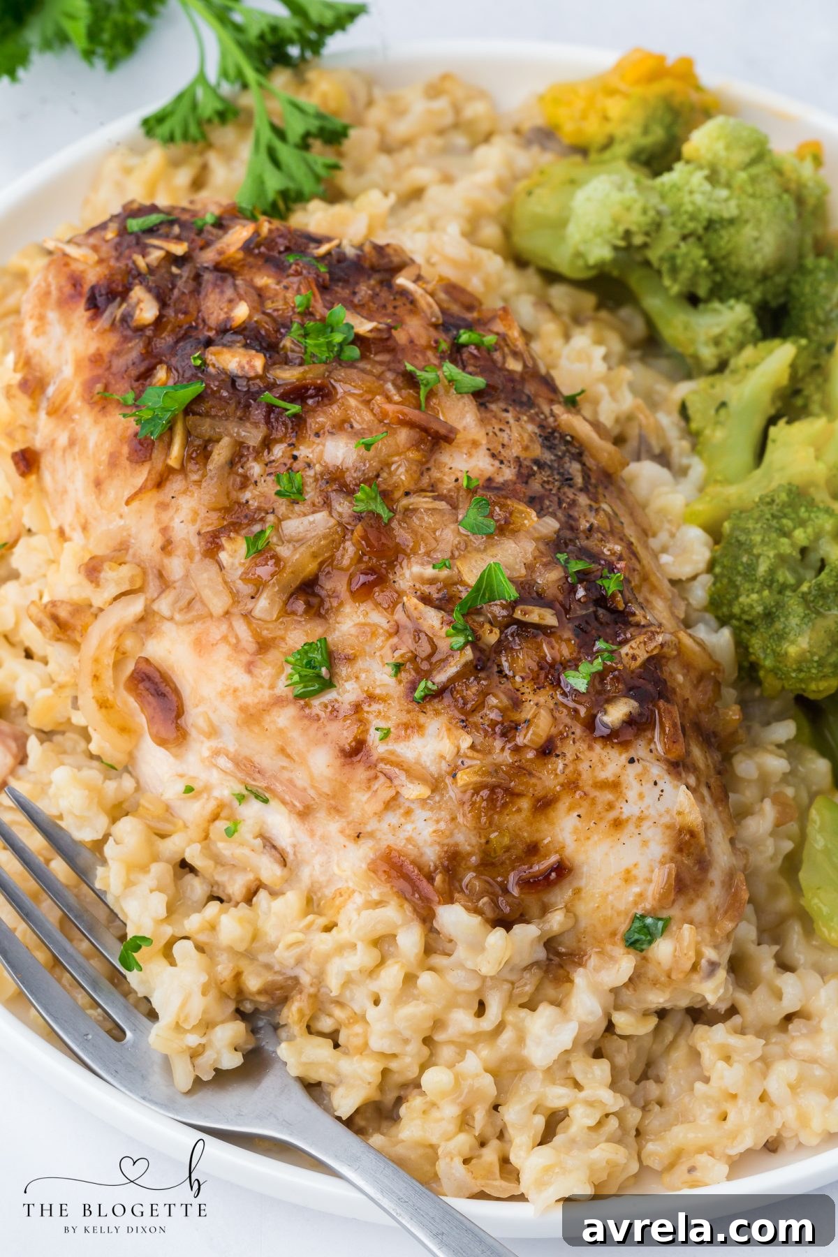 Easy, cozy, and completely hands-off white chicken and rice dinner. This Forgotten Chicken Casserole is a classic dump-and-bake chicken and rice dinner made with cream of mushroom soup, cream of chicken soup, and onion soup mix. Just layer, cover, and bake.