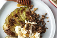 Baked Pear with Coconut Yogurt and Honey Dessert